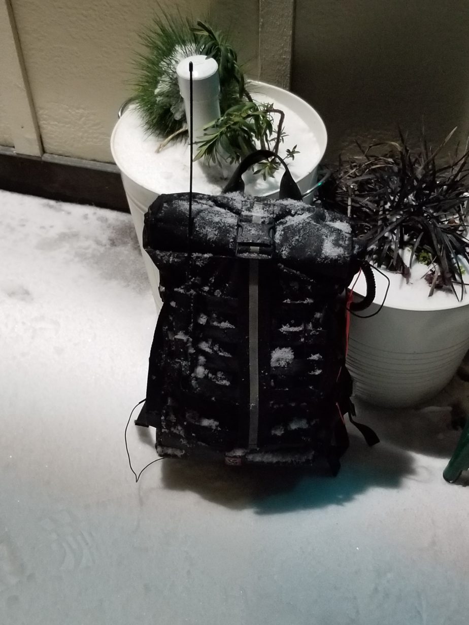 Cold weather backpack setup test